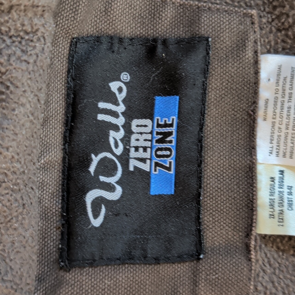 Vtg. Walls Zero Zone Insulated Fleece Lined Hooded Canvas Jacket 2XL Brown Green - Picture 3 of 16